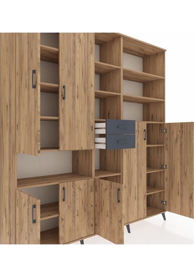 Hyperion Dolap 17 Raflı 2 Çekmeceli 7 Kapaklı 220x44x243 Çam-çam/antrasit Atlas Çam/antrasıt Hyperion Dolap 17 Raflı 2 Çekmeceli 7 Kapaklı 220x44x243 Çam-çam/antrasit Atlas Çam/antrasıt