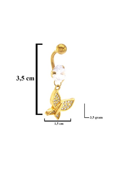 Ferizz Altın Kaplama Zirkon Taşlı Kelebekli Piercing Prc-109 Altın