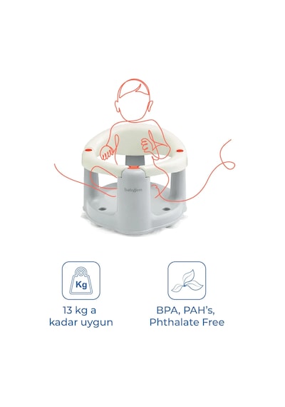 Babyjem Önden Açılır Banyo ve Mama Oturağı Ve Hediye Minderli - 2 li Set Kum Beji Çok Renkli