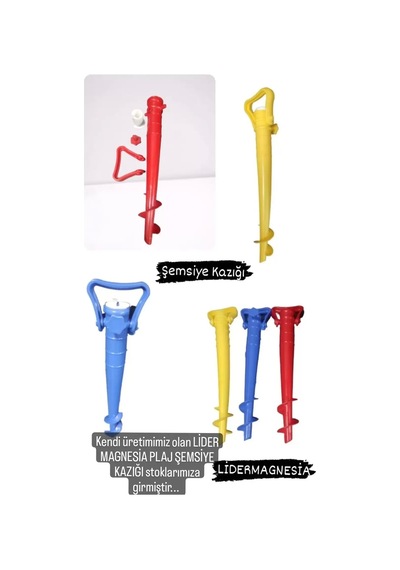 Lider Magnesia Plaj Ve Bahçe Şemsiye Tutturma Kazığı 36 Cm Toptan Özel 48 Ad Koli 4 Renk 12 Şer Ad Görseldeki Renk