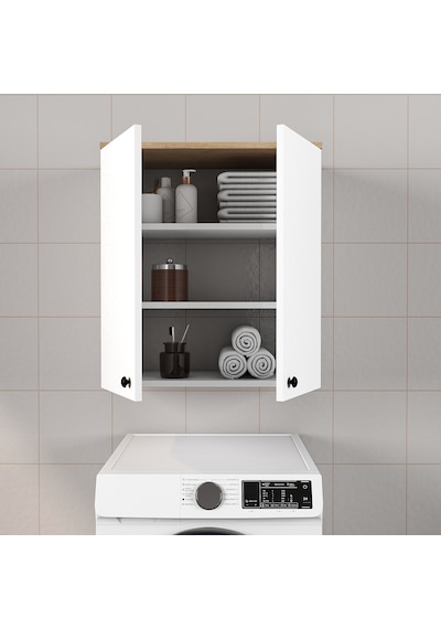 Ferniso Mobilya Banyo Dolabı 2 Kapaklı Beyaz-ceviz Beyaz