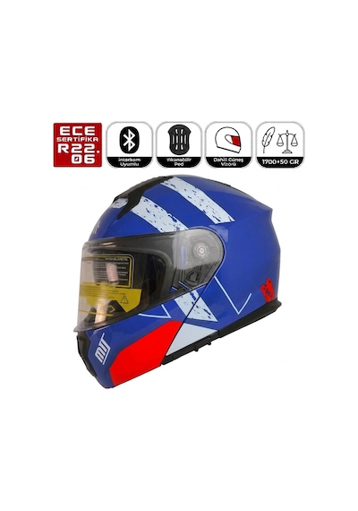 M966 V2 Sy76 Motosiklet Kaskı Güneş Vizörlü Çene Açılır Motorcu Kask Çok Renkli