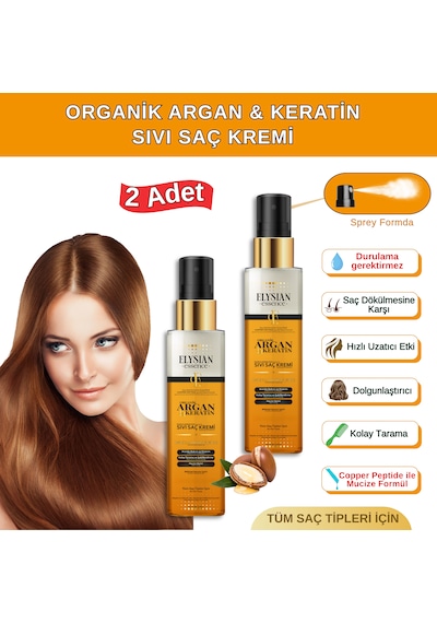 Elysian Essence Organik Argan & Keratin Sıvı Saç Kremi 2'li Set