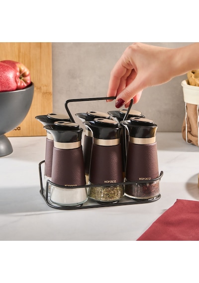 Karaca New Latin Standlı 7 Parça Baharat Seti 100 Ml Kahverengi