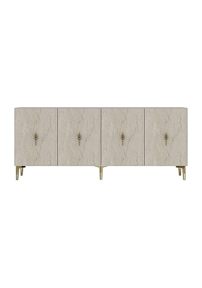 Ka1812btg Salkım Konsol ,tv Sehpası Beyaz-traverten-gold 180cm