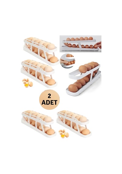 Aveo 2 Adet 2 Katlı Otomatik Buzdolabı Yumurta Standı Yumurtalık Rafı Saklama Buzdolabı Organizer Pl Diğer