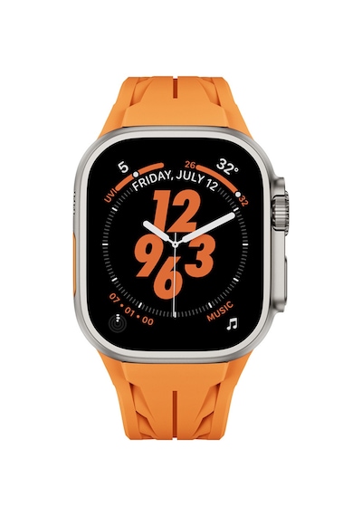 Apple Uyumlu  Watch Ultra 49mm Krd-127 Metal Tokalı Silikon Kordon-siyah