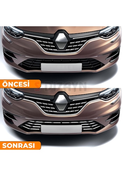 S-Dizayn Renault Megane 4 Krom Ön Tampon Çıtası 7 Prç. 2020 Üzeri