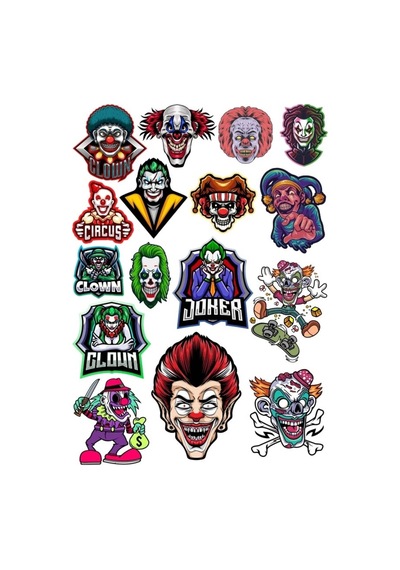 Palyaçolar Sticker Set 17 Parça Telefon, Tablet, Defter, Laptop Sticker