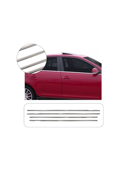 Volkswagen Golf 5 Uyumlu 2004-2009 Krom Cam Çıtası 4 Parça Paslanmaz Çelik