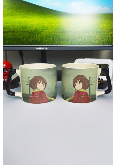 Erased Anime Baskılı Seramik Lüks Kupa 1 Adet Özel Siyah Kulp Dalga Kulp V2d Çok Renkli