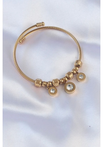 316l Çelik Gold Renk Zirkon Taşlı Model Charm Bileklik Diğer