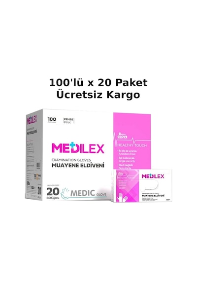 Reflex Medilex Pudrasız Pembe Tpe Eldiveni 100'lü x 20 Kutu