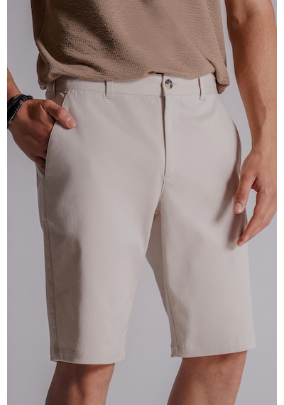 Braccas Erkek Yandan Cepli Klasik Bel Slim Fit Chino Şort Bej Bej