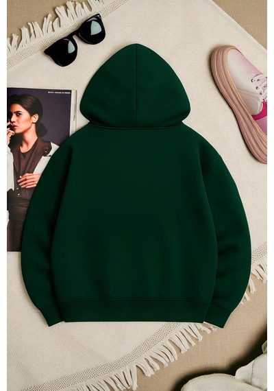 Uyguntarz Unisex Eriyen Kalpler Tasarım Basklı Sweatshirt Yeşil