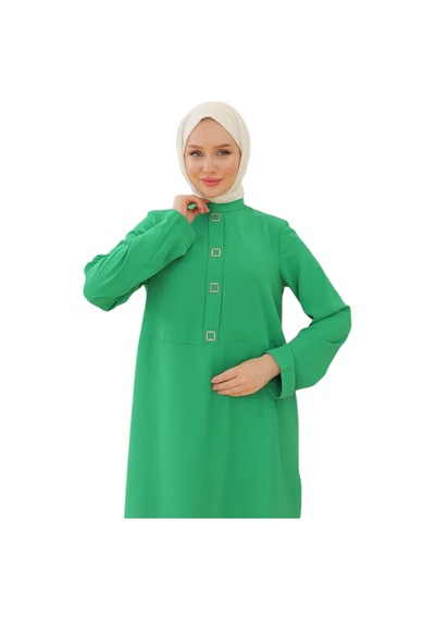 Levidor Kare Çıtçıtlı Tunik 24yt451 Yeşil