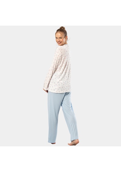 Empirme Patlı Battal Uzun Kollu Pijama Takım 3366/mavi Mavi Empirme Patlı Battal Uzun Kollu Pijama Takım 3366/mavi Mavi