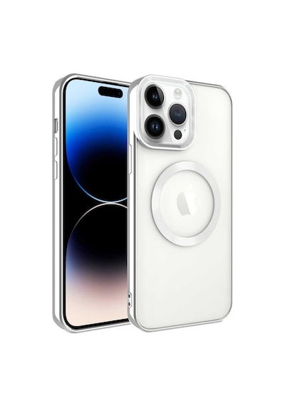 Apple Uyumlu iPhone 14 Pro Max Kılıf Magsafe Köşeleri Renkli Lüx Şeffaf