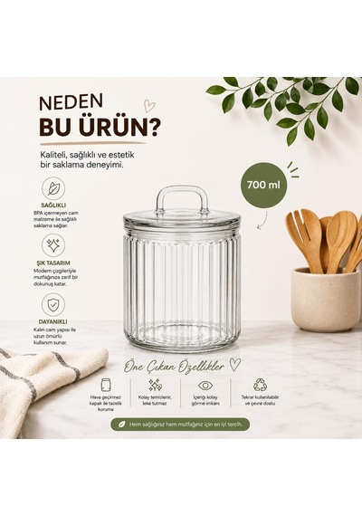 700 Ml Fitilli Cam Saklama Kavanozu Cam Kapaklı Şeffaf Cam Erzak Kahve Kuruyemiş Kurabiye Saklama Kabı Çok Renkli