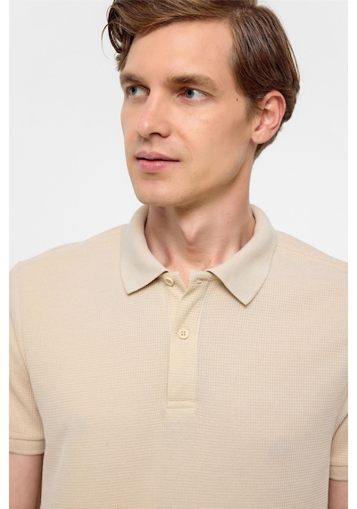 Süvari Bej Regular Armürlü Polo Yaka Tişört-38358 Bej