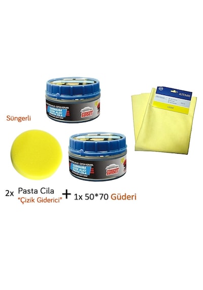 2x Çizik  Parlatıcı Pasta Cila+1xmikrofiber Güderi 50x70