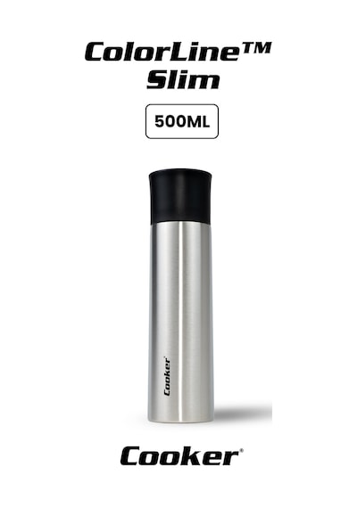 Cooker Colorline Slim 500 Ml Paslanmaz Çelik Termos Ckr2057 Siyah