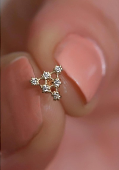 14 Ayar Altın Pietra Üçgen Tragus Piercing Sarı
