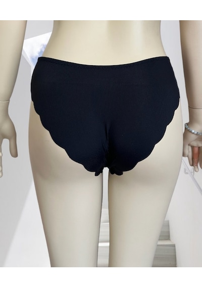 Mikro Lazer Kaşkorse Fitilli Kumaş Normal Bel Dikişsiz Slip/külot Siyah
