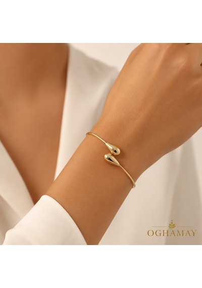 Kadın Gold Çelik Damla Uçlu Bileklik Kararmaz Paslanmaz Minimal Şık Kelepçe Bilezik Diğer