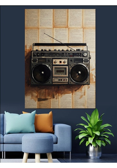 Ahşap Tablo Eski Nostaljik Radyo Ve Kasetçalar