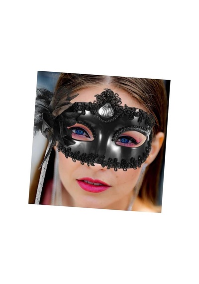 Siyah Işıltılı Tutmalı Fotoğraf Çekimi Maskesi 18x29 Cm Diğer