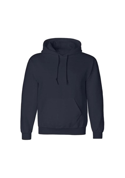 Erkek 3 İplik Pamuklu Kapüşonlu Cepli Hoodie Sweatshirt - Lacivert
