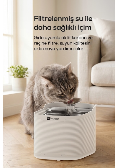 Kedi Su Pınarı 5200 Mah, 2.5l, Kablosuz, Hareket Sensörü Modu, Çelik Kase H312
