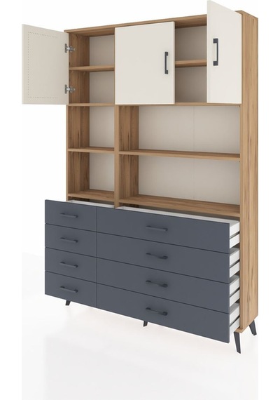 Arges Dolap 8 Raflı 8 Çekmeceli 3 Kapaklı 132x30x195 Çam-aytaşı/antrasit Aytası/antrasıt Arges Dolap 8 Raflı 8 Çekmeceli 3 Kapaklı 132x30x195 Çam-aytaşı/antrasit Aytası/antrasıt