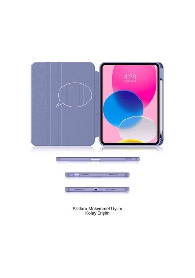Apple Uyumlu iPad Air 13 2025 M3 Çip 360 Dönebilen Yatay Dikey Standlı Fuchsia Pino Tablet Kılıfı Kılıf
