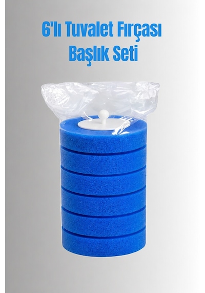 6 Adet 1 Paket Deterjanlı Tek Kullanımlık Tuvalet Temizleme Yedek Süngeri, Yedek Başlığı, Yedek Ka