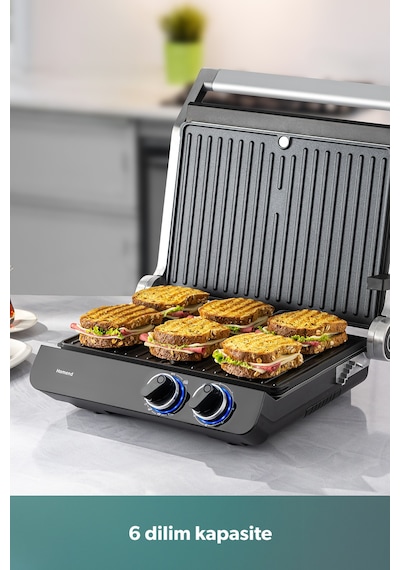Homend lliant 1342h 3 In 1  Gövde Çift Taraflı Xl Döküm Plaka Tost Ve Izgara Makinesi