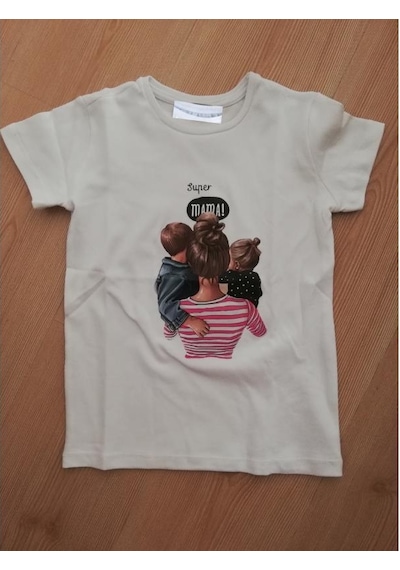 Modavals Anneler Günü Tasarımı Di̇ji̇tal Baskılı Anne Çocuk Tshirtleri̇ Çok Renkli
