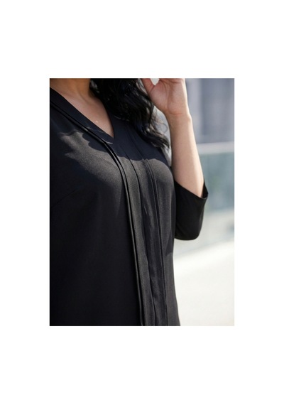 Hanezza Yarım Kol Krep Bluz Siyah - 4035099 Siyah