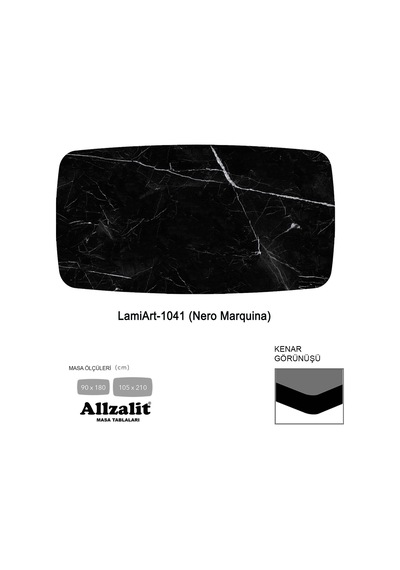 Lamiart Masa Tablası 90x180 - Dclamart-1041 - Nero Marquina Çok Renkli