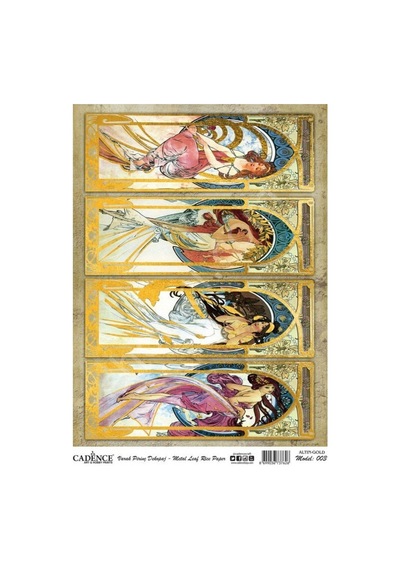 Cadence Desenli Altın Varak Pirinç Dekoapaj Kağıdı - Model 003