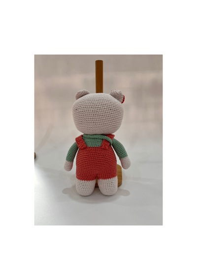 El Yapımı Amigurumi Kedi Örgü Oyuncak Bebek Tığ İşi 24 Cm Sevimli Hediye Pembe