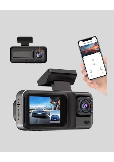 Park Modlu 3 Kameralı Araç Kayıt Cihazı 1080p Ön Kamera 2 Ekran 08738357