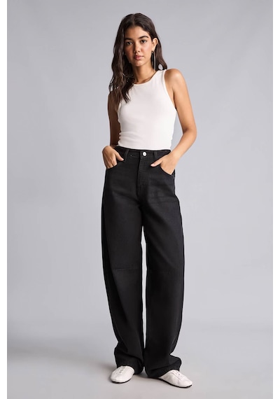 Defacto Baggy Fit Yüksek Bel Siyah Kadın Jean Pantolon H7391ax/nm40