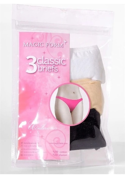 Magic Form 333 Düz Penye Kumaşlı Üçlü Paket Normal Külot - Mix Çok Renkli
