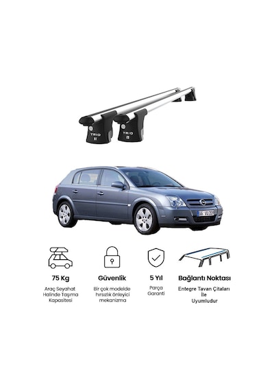 Trio-ıı Opel Singum Hatchback 2003-2008 Uyumlu Kilitli Ara Atkı 120cm Port Bagaj Tavan Barı