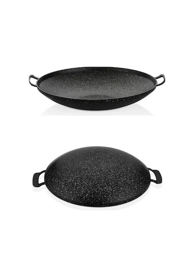 Granit Döküm Saç Kavurma Tavası 34 Cm Siyah