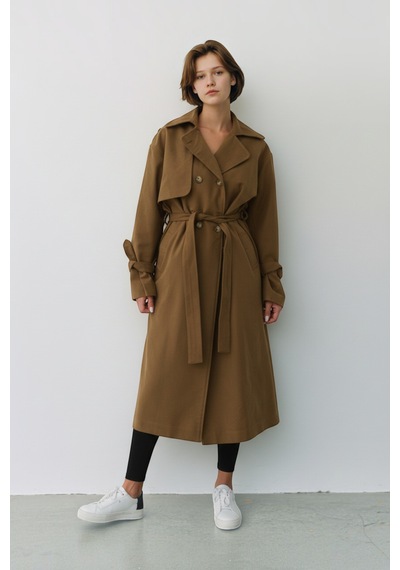 Durivya Kruvaze Yaka Oversize Trençkot Bakır