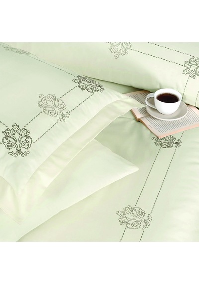 Maxstyle Ornament Saten Krem Nakışlı Çift Kişilik Nevresim Takımı Krem