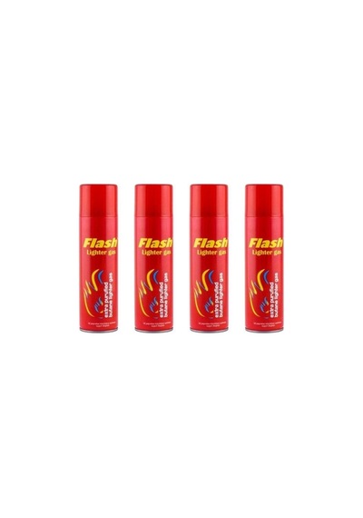 Flash Lighter Çakmak Gazı 270 Ml 4 Adet Parlı Kırmızı - Sarı